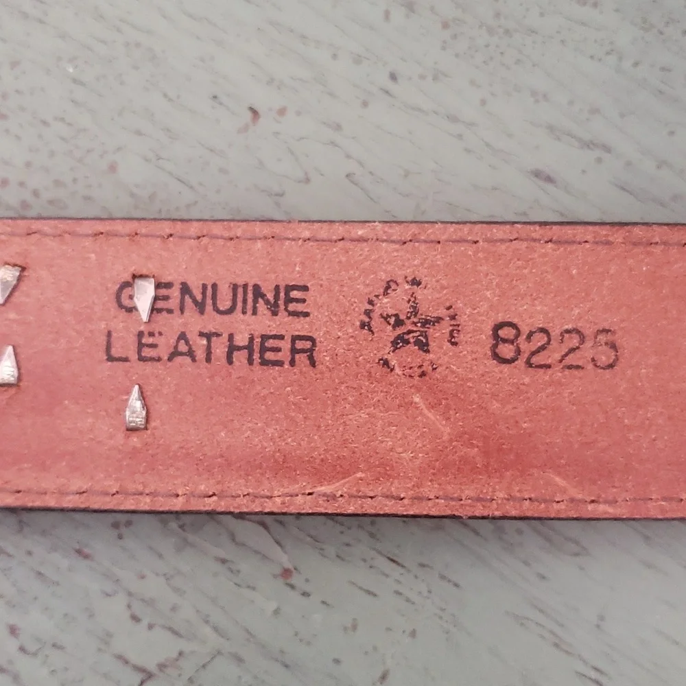 Vintage Tooled Embossed Leather Eagle Cactus Silver Western Belt